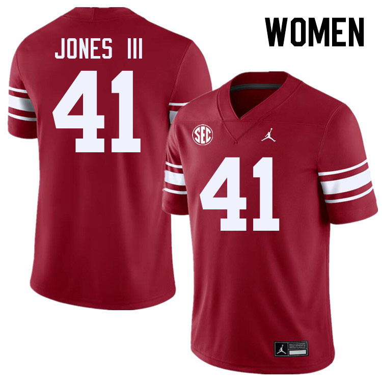 Women #41 Emmett Jones III Oklahoma Sooners 2024 SEC Conference College Football Jerseys-Throwback